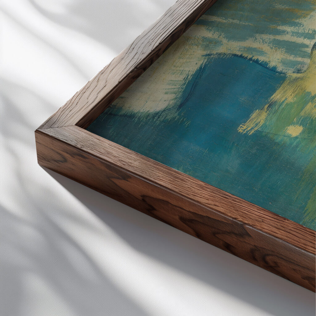 Landschaft mit liegendem Wanderer August Babberger close up dark wood mockup