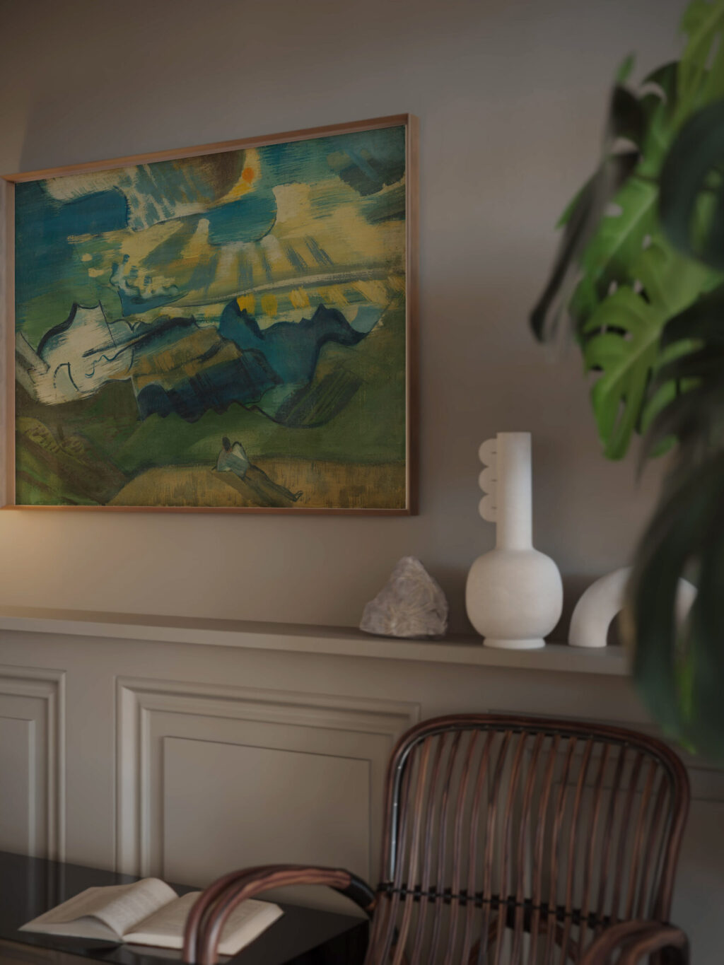 Landschaft mit liegendem Wanderer August Babberger video mockup