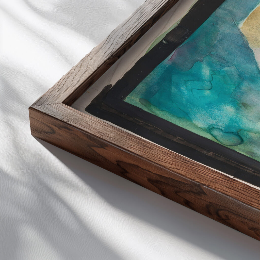 Landschap met bomen langs een vaart 1906 Reijer Stolk close up dark wood mockup