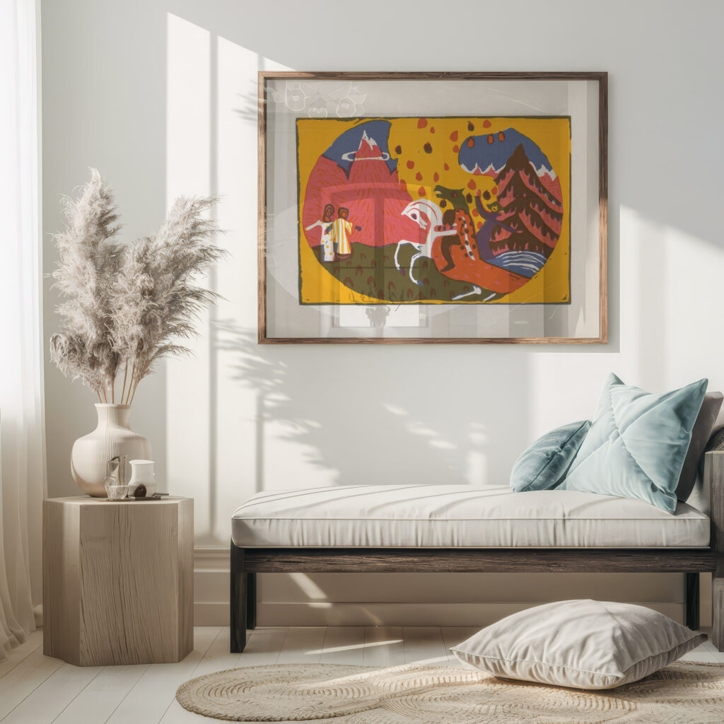 Landschap met figuren en een ruiter met monsterkop 1966 Unknown 5 mockup