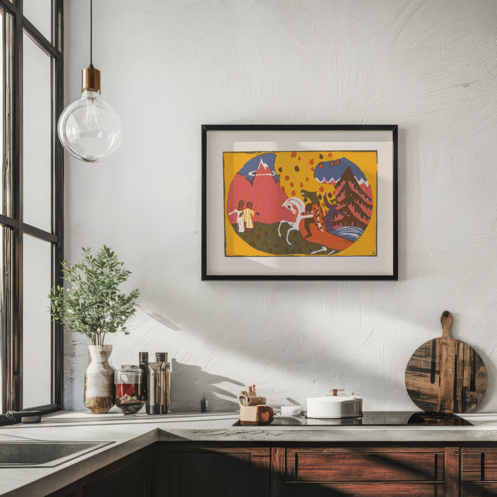 Landschap met figuren en een ruiter met monsterkop 1966 Unknown 6 mockup