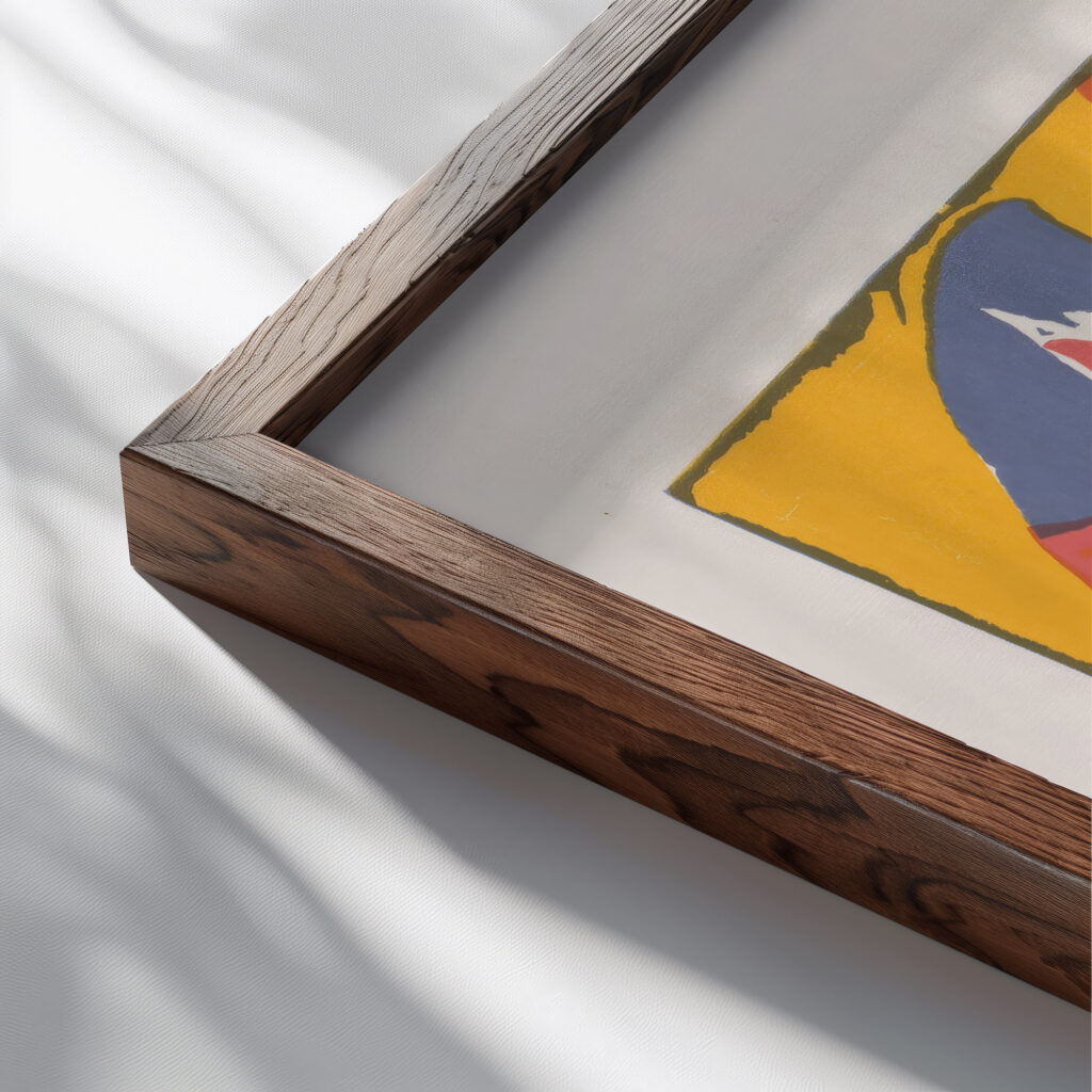 Landschap met figuren en een ruiter met monsterkop 1966 Unknown close up dark wood mockup