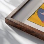 Landschap met figuren en een ruiter met monsterkop 1966 Unknown close up dark wood mockup Landschap met figuren en een ruiter met monsterkop 1966 Unknown close up dark wood mockup