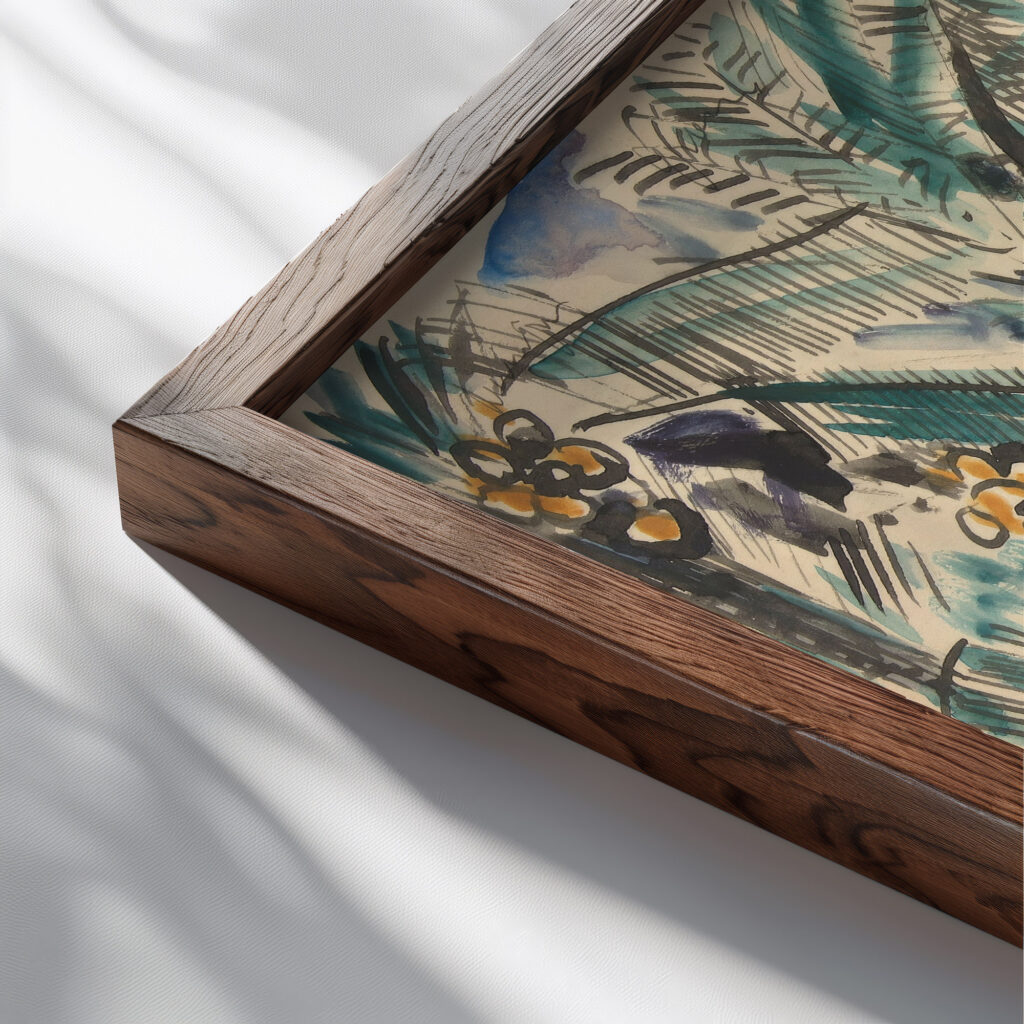 Landschap met palmen 1886 1947 Pierre Jean Apol close up dark wood mockup