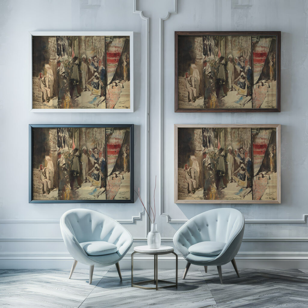 Large Indian Triptych 1883 Jan Toorop framed posters mockup