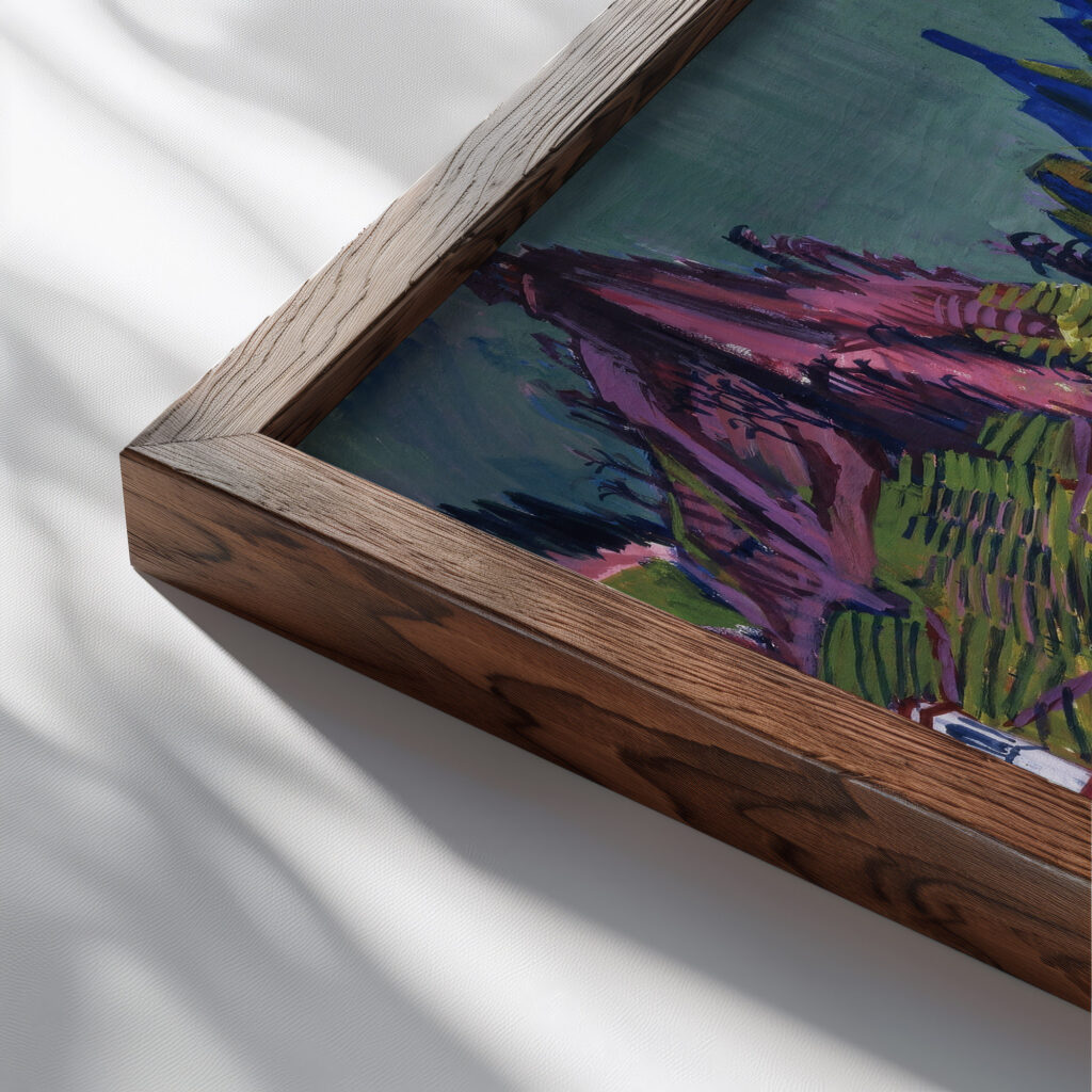 Large Ticino Landscape 1925 Albert Muller close up dark wood mockup