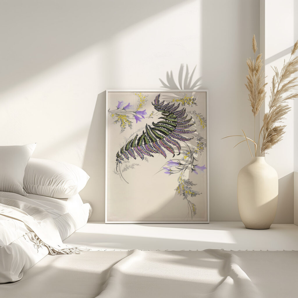 Large feather like leaf formation in black green purple and gold late 19th century Unknown 4 mockup