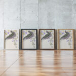 Large feather like leaf formation in black green purple and gold late 19th century Unknown framed posters mockup