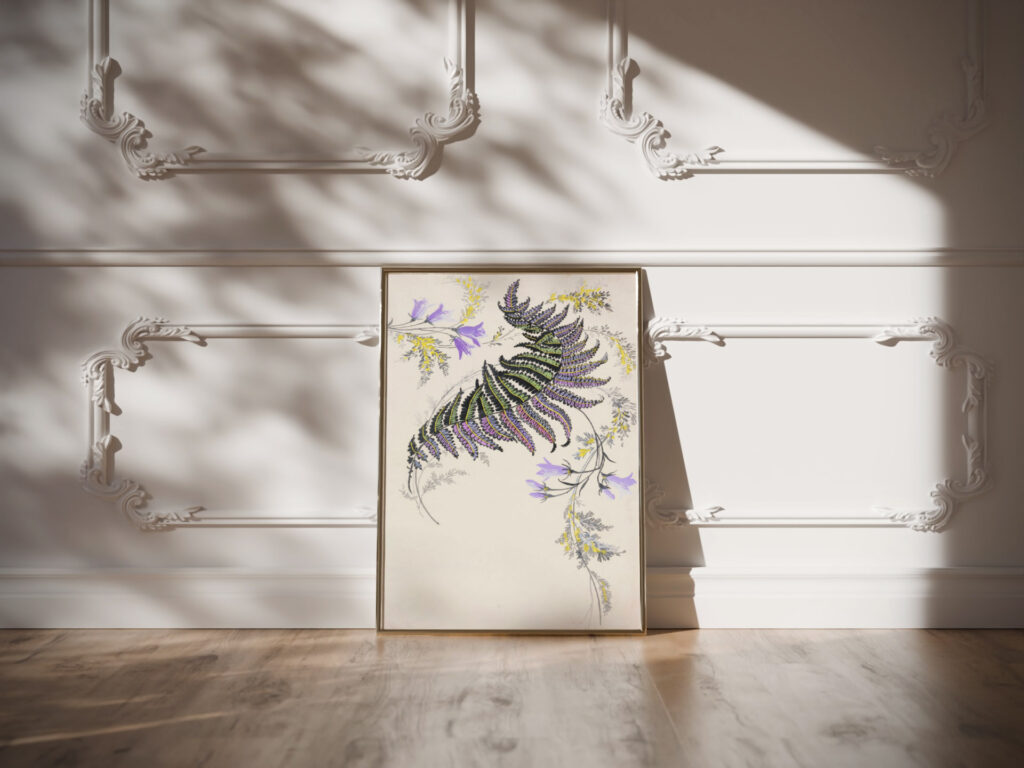 Large feather like leaf formation in black green purple and gold late 19th century Unknown video mockup