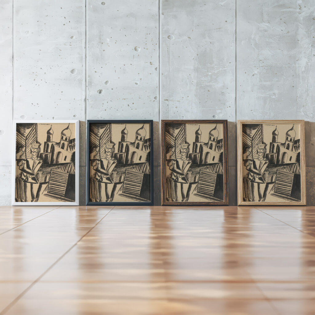 Le Couple Russe The Russian Couple ca. 1922 Ossip Zadkine framed posters mockup