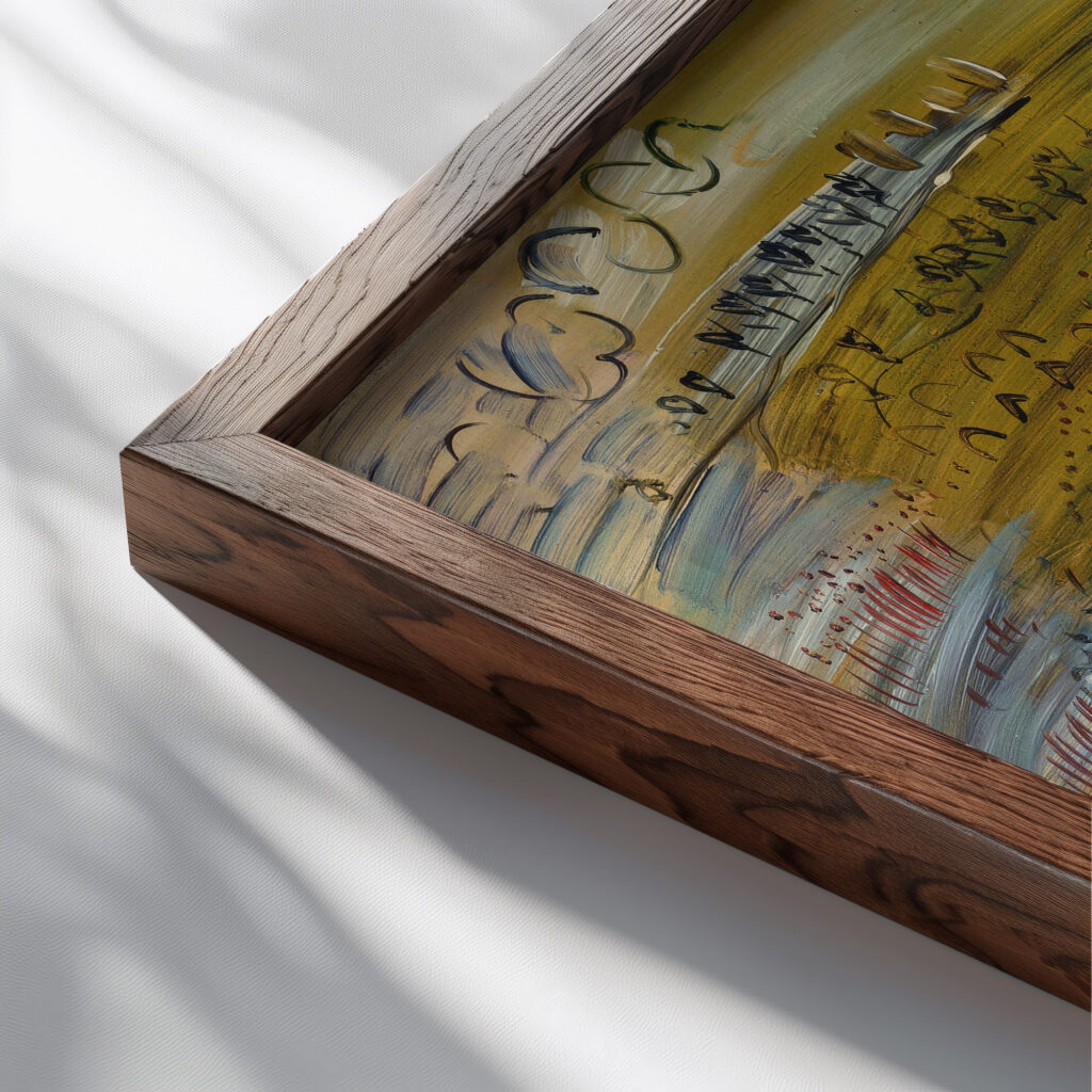 Le Grand champ de ble 1933 Raoul Dufy close up dark wood mockup