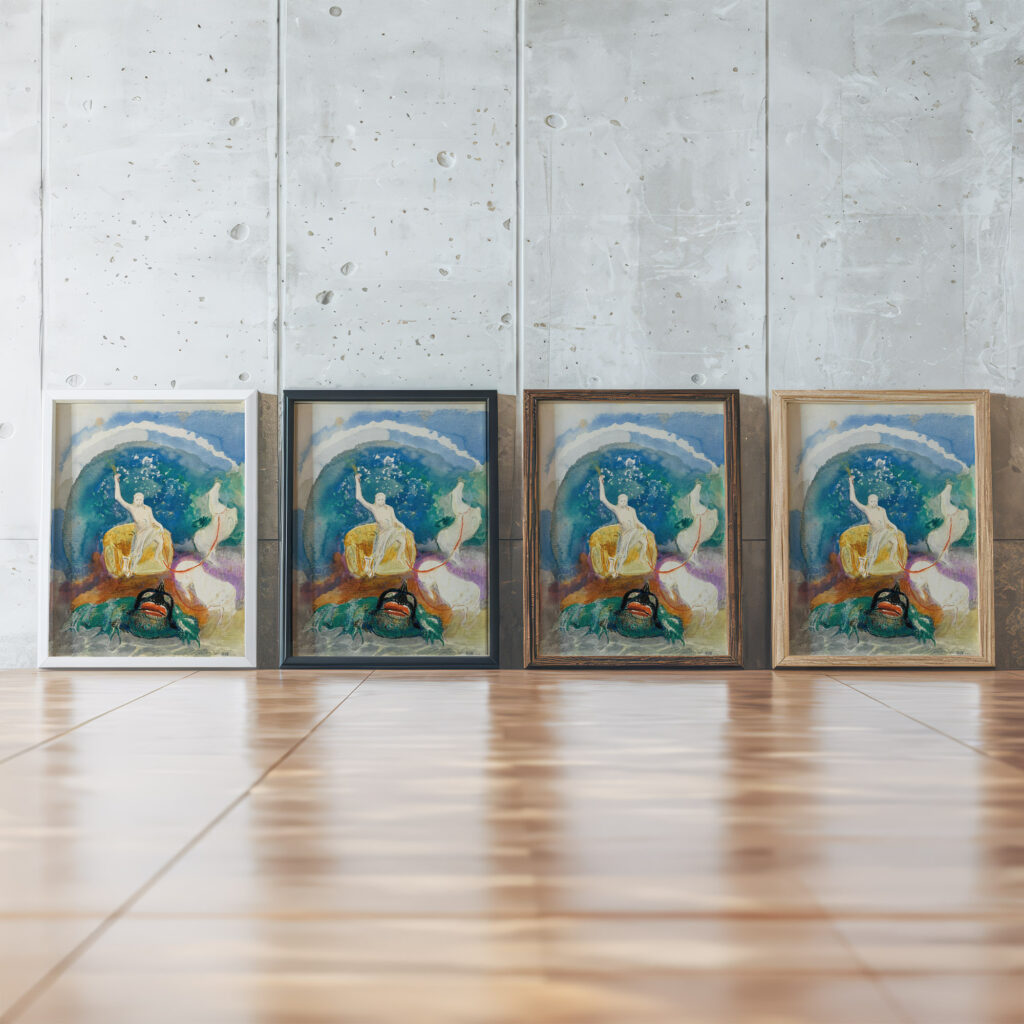 Le Monstre Vert Apollon Chevauchant Le Serpent Python Odilon Redon framed posters mockup