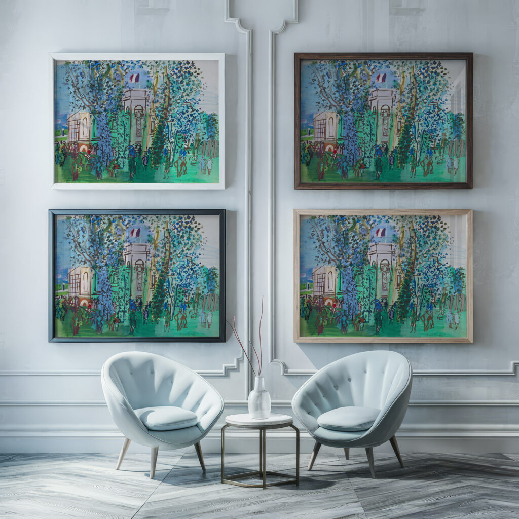 Le Pesage a Deauville circa 1930 Raoul Dufy framed posters mockup
