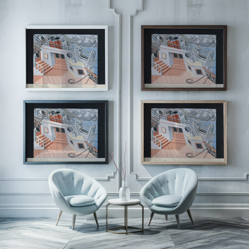 Le Pont Dun Transat 1925 Juan Gris framed posters mockup