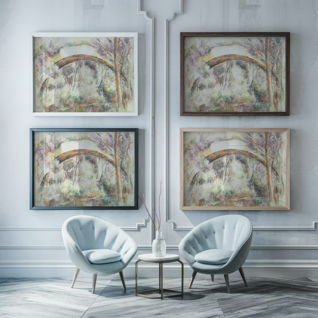 Le Pont des Trois Sautets 1906 Paul Cezanne framed posters mockup