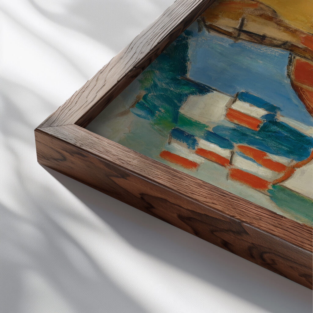 Le Quatorze juillet 1914 Roger de La Fresnaye close up dark wood mockup