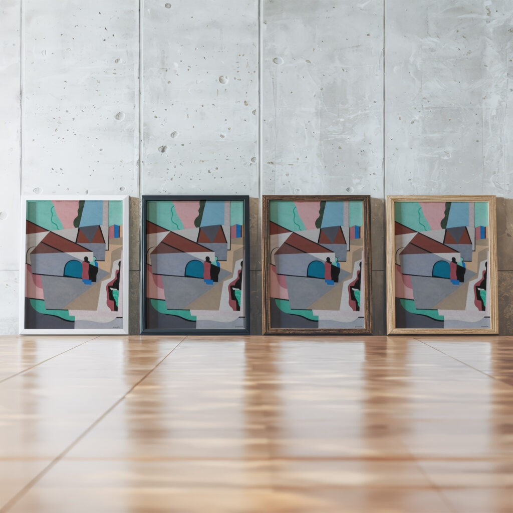 Le Village 1924 Georges Valmier framed posters mockup