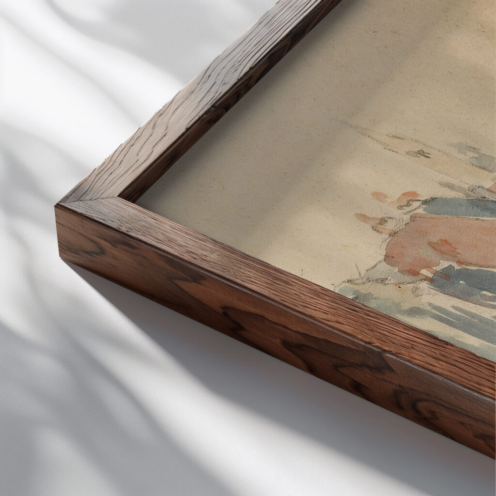 Le Village Paul Gauguin close up dark wood mockup