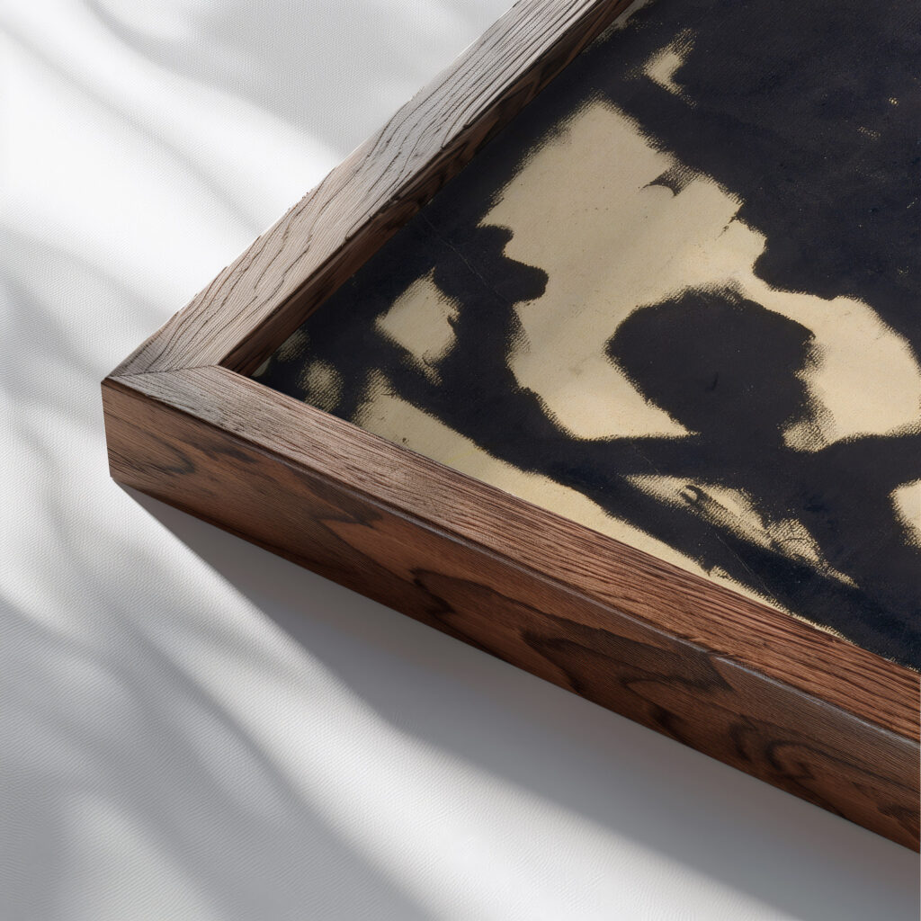 Le catafalque sans pesanteur ca. 1937 – 1942 Louis Soutter close up dark wood mockup