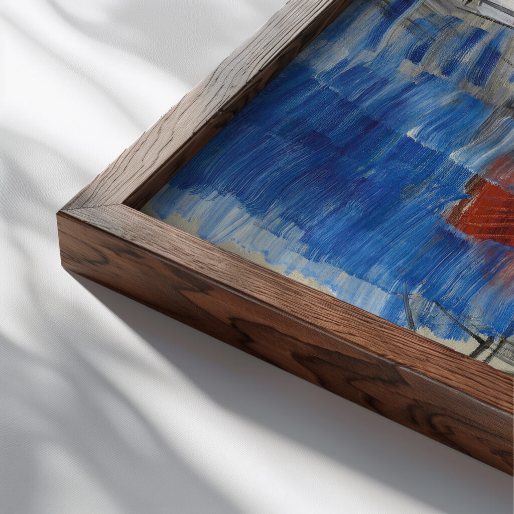 Le depiquage bleu 1948 Raoul Dufy close up dark wood mockup