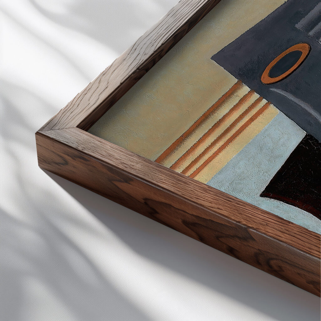 Le gueridon 1922 Juan Gris close up dark wood mockup