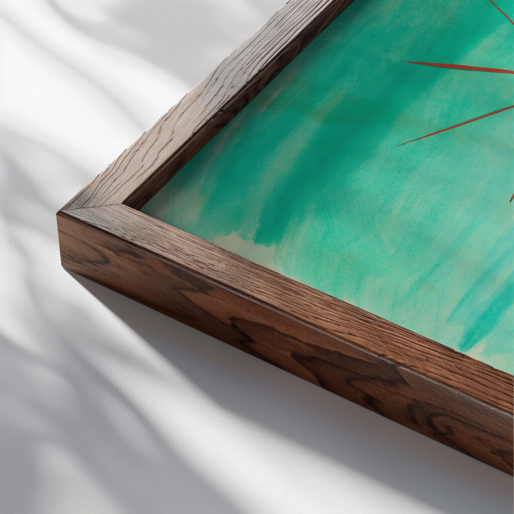 Le train bleu 1935 Raoul Dufy close up dark wood mockup