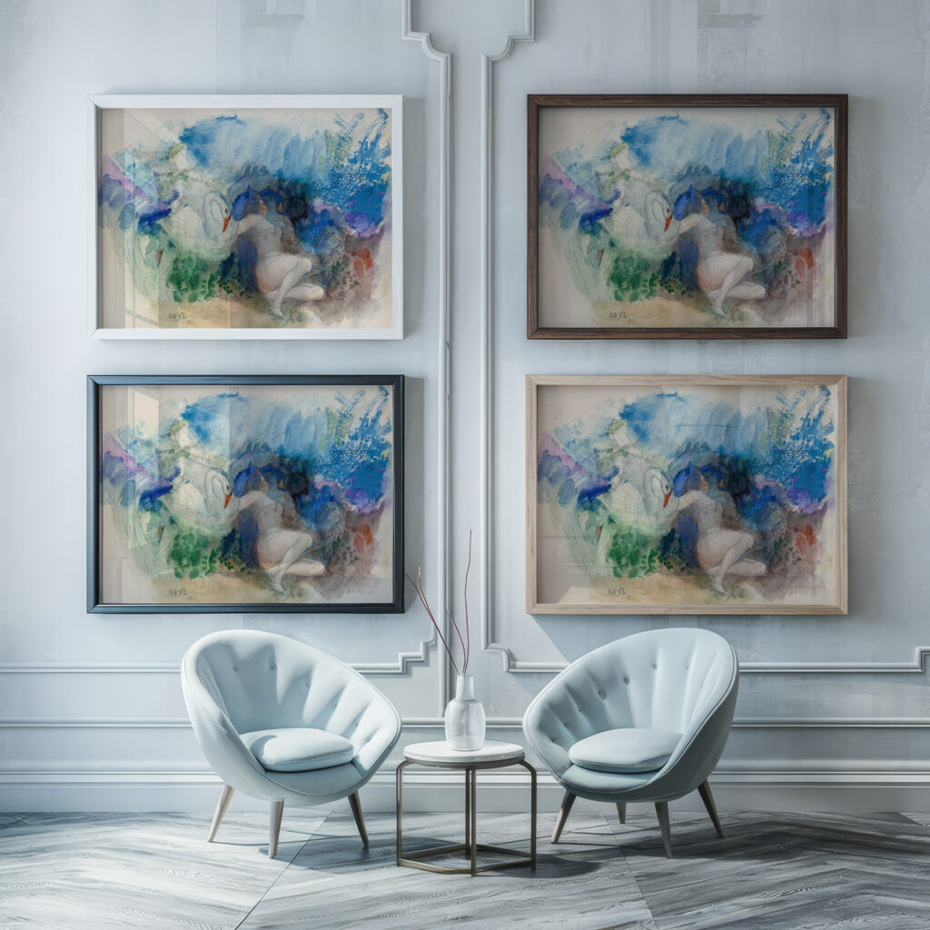 Leda et le cygne Odilon Redon framed posters mockup