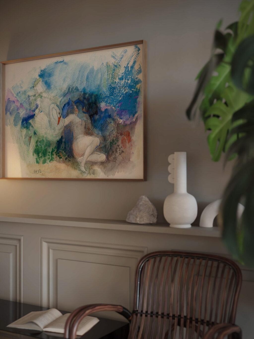 Leda et le cygne Odilon Redon video mockup