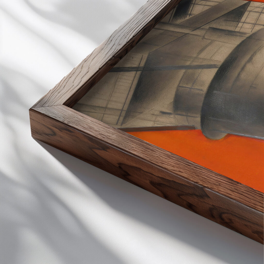 Lenin and socialist reconstruction 1920 Gustav Klutsis close up dark wood mockup