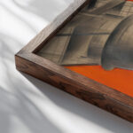 Lenin and socialist reconstruction 1920 Gustav Klutsis close up dark wood mockup