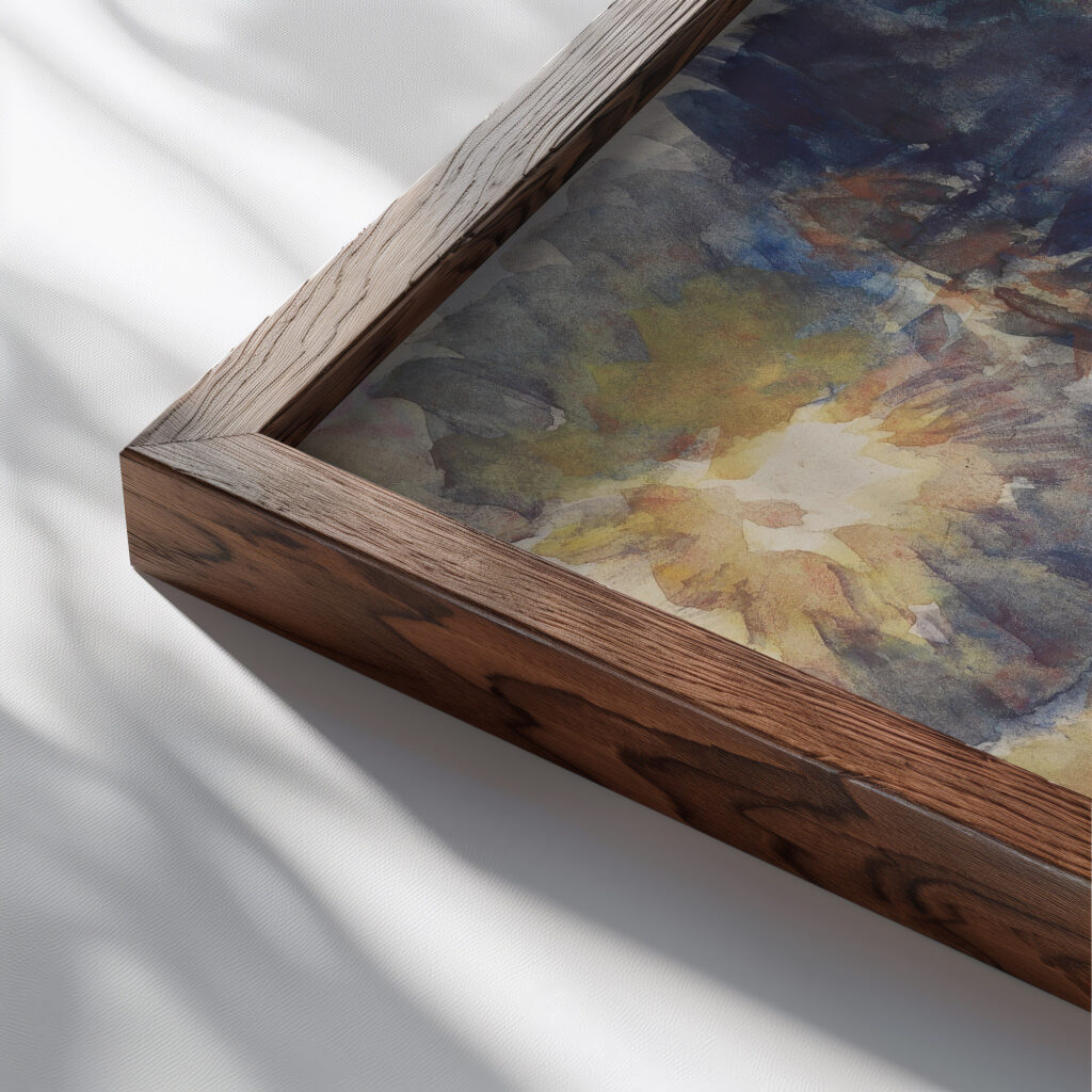 Les Becs de gaz circa 1885 1887 Louis Hayet close up dark wood mockup