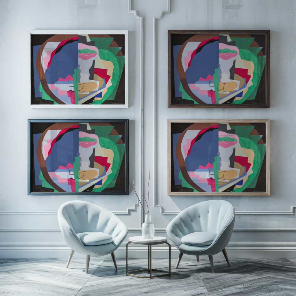 Les Boeufs dans la montagne 1927 Georges Valmier framed posters mockup