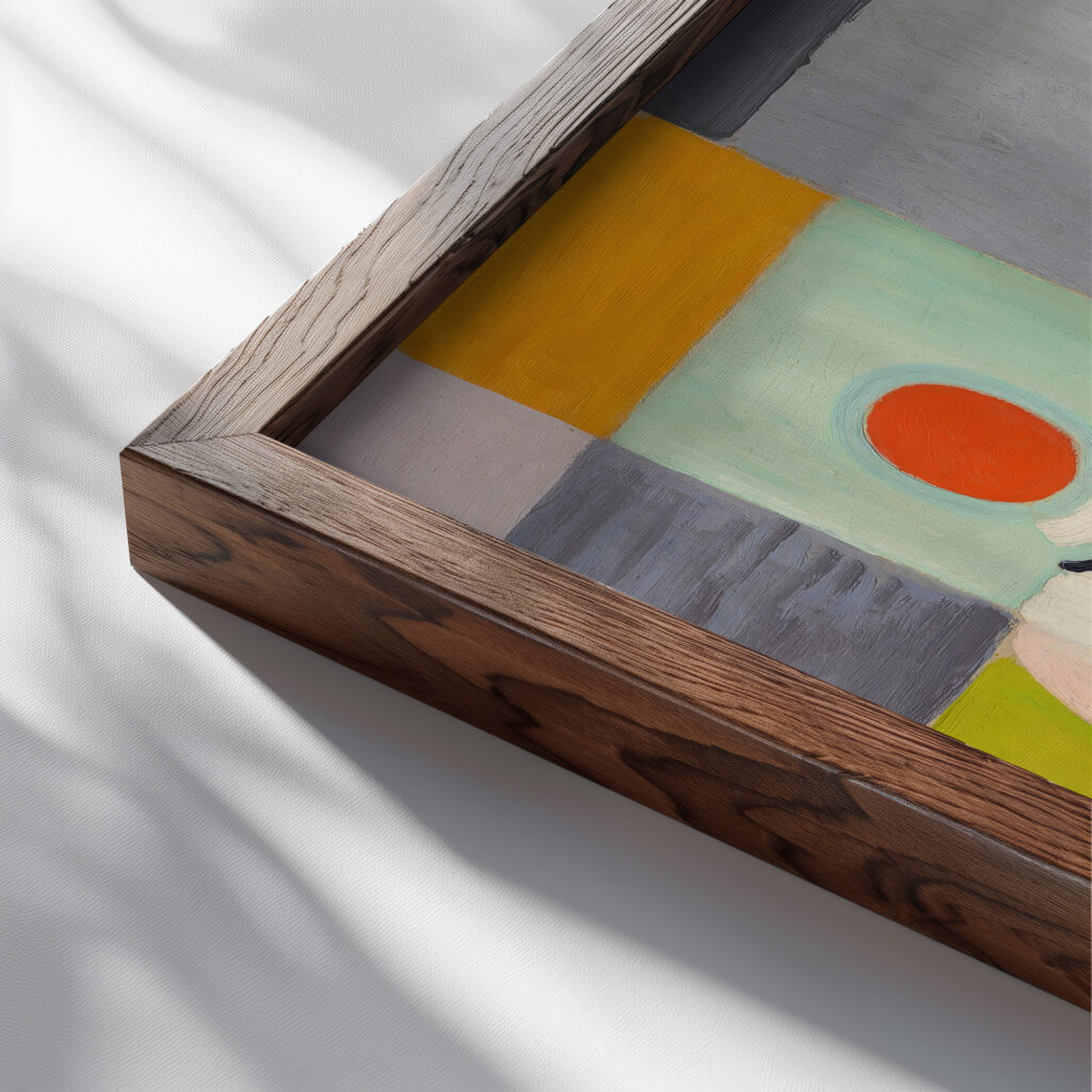 Les Coureurs 1930 Robert Delaunay close up dark wood mockup