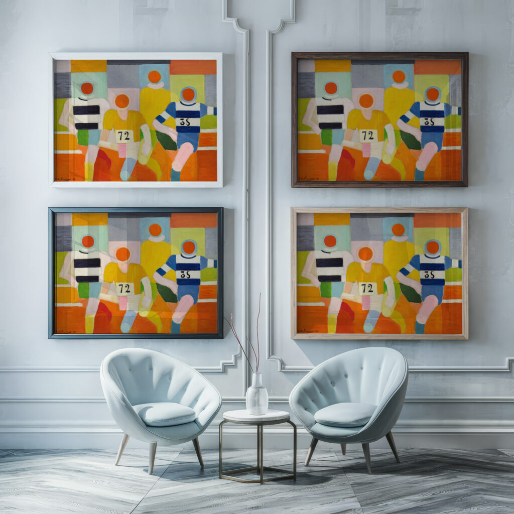 Les Coureurs 1930 Robert Delaunay framed posters mockup