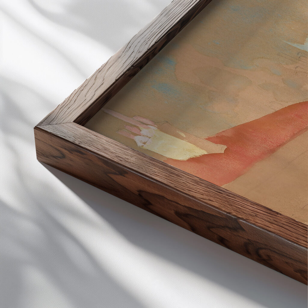 Les Toits rouges Eze 1884 85 Henri Edmond Cross close up dark wood mockup