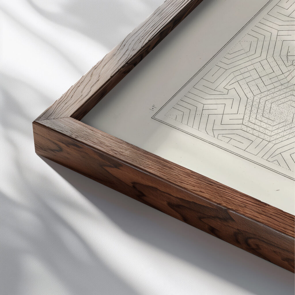 Les elements de lart arabe pl 102 1879 Jules Bourgoin close up dark wood mockup