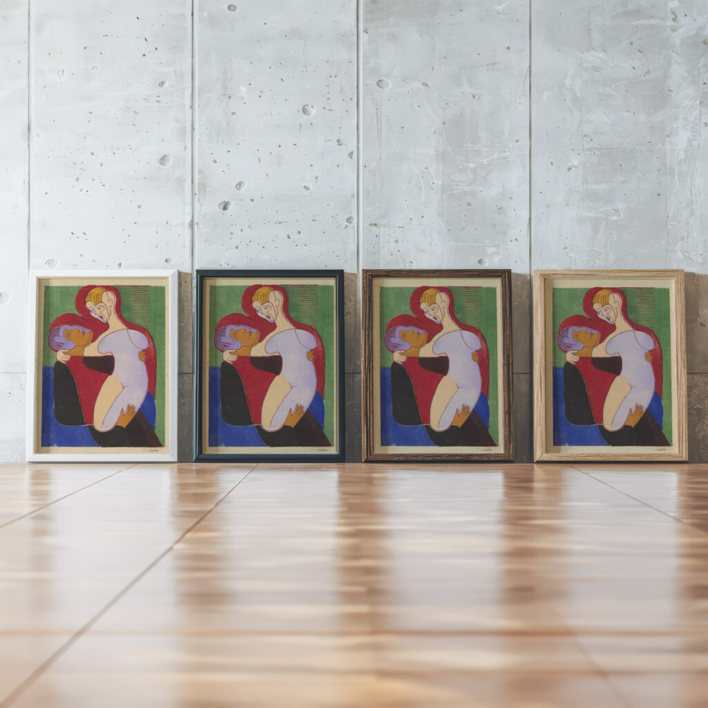 Liebespaar Elisabeth und Julius Hembus 1932 Ernst Ludwig Kirchner framed posters mockup