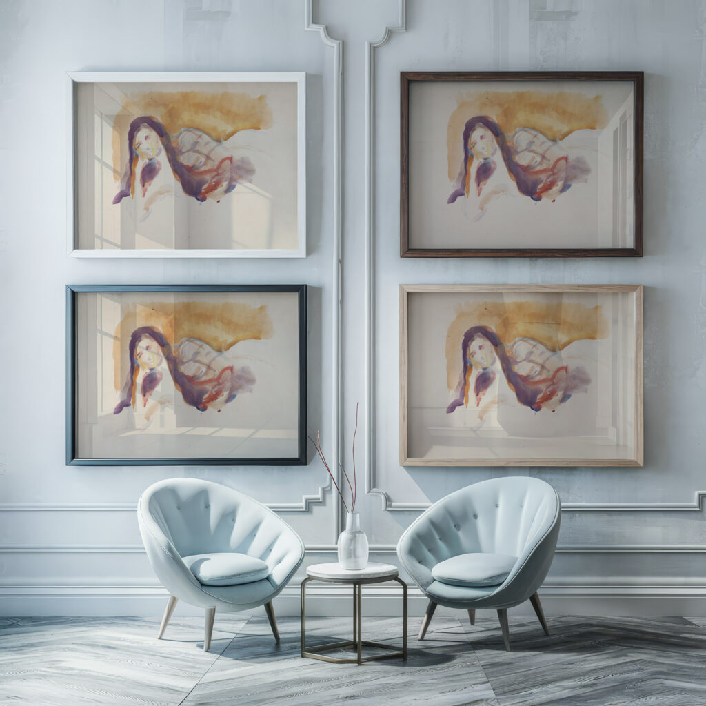 Liggende akt 1919 1924 Edvard Munch framed posters mockup