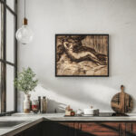 Liggende ged og tre far naer obelisk med buste af romersk kejser 1664 – 1665 Johann Heinrich Roos 6 mockup