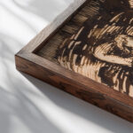 Liggende ged og tre far naer obelisk med buste af romersk kejser 1664 – 1665 Johann Heinrich Roos close up dark wood mockup