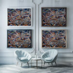 Light Mirrors and Crowd interior of a Popular Ballroom in Antwerp 1914 Jules Schmalzigaug framed posters mockup