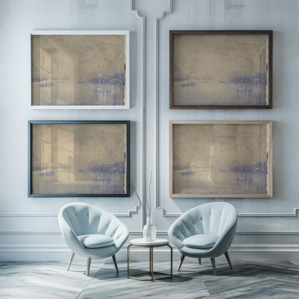 Lighting Up Joseph Pennell framed posters mockup