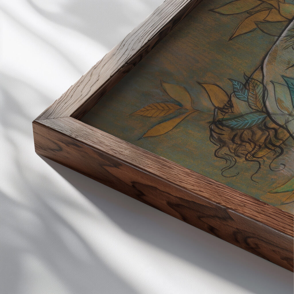 Ligustri circa 1929 Francis Picabia close up dark wood mockup