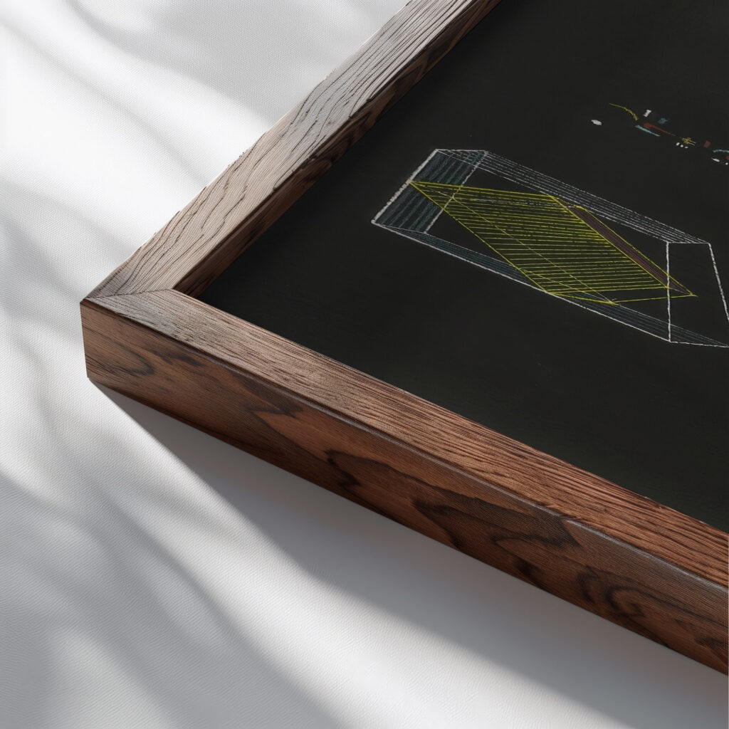 Linien Lines 1939 Wassily Kandinsky close up dark wood mockup