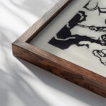 Lion hunt for Delacroix 1913 Franz Marc close up dark wood mockup