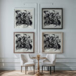 Lion hunt for Delacroix 1913 Franz Marc framed posters mockup