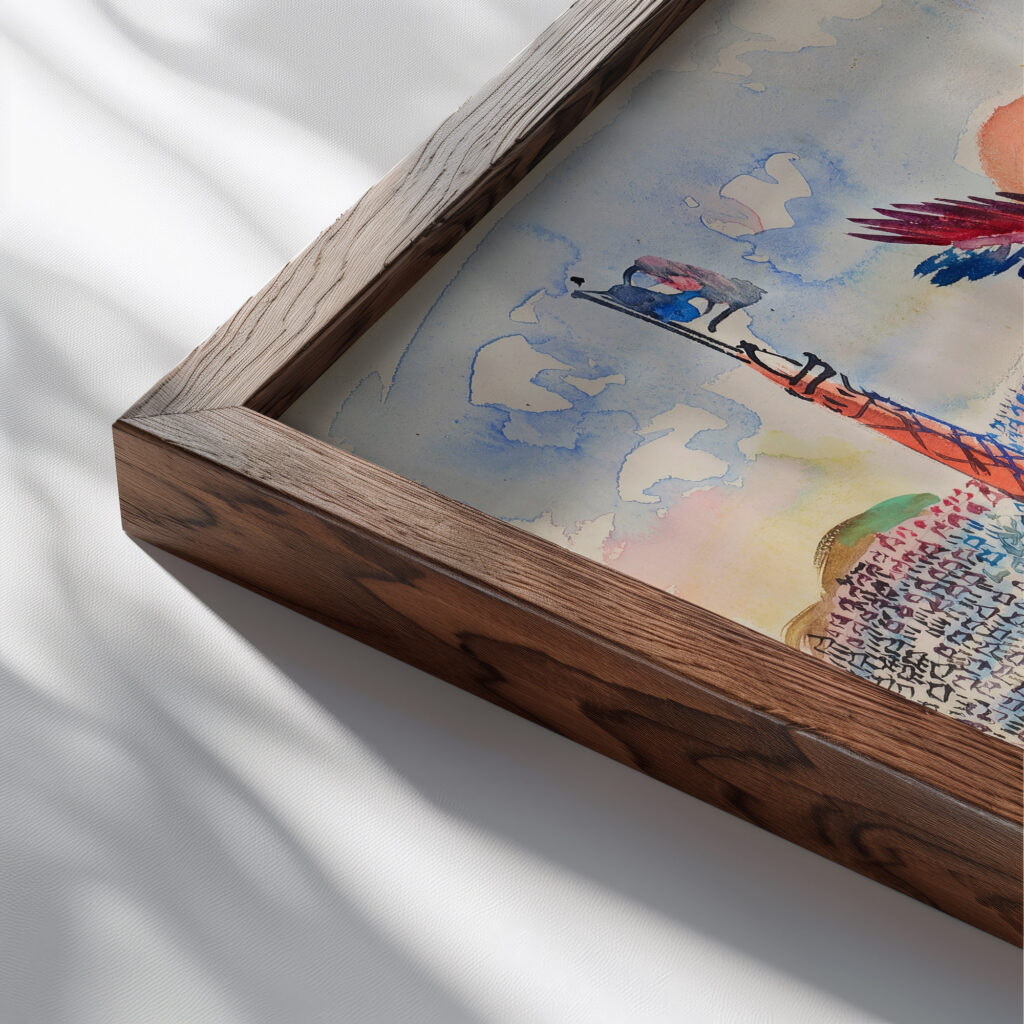 Livre dor de Marianne 1927 Raoul Dufy close up dark wood mockup