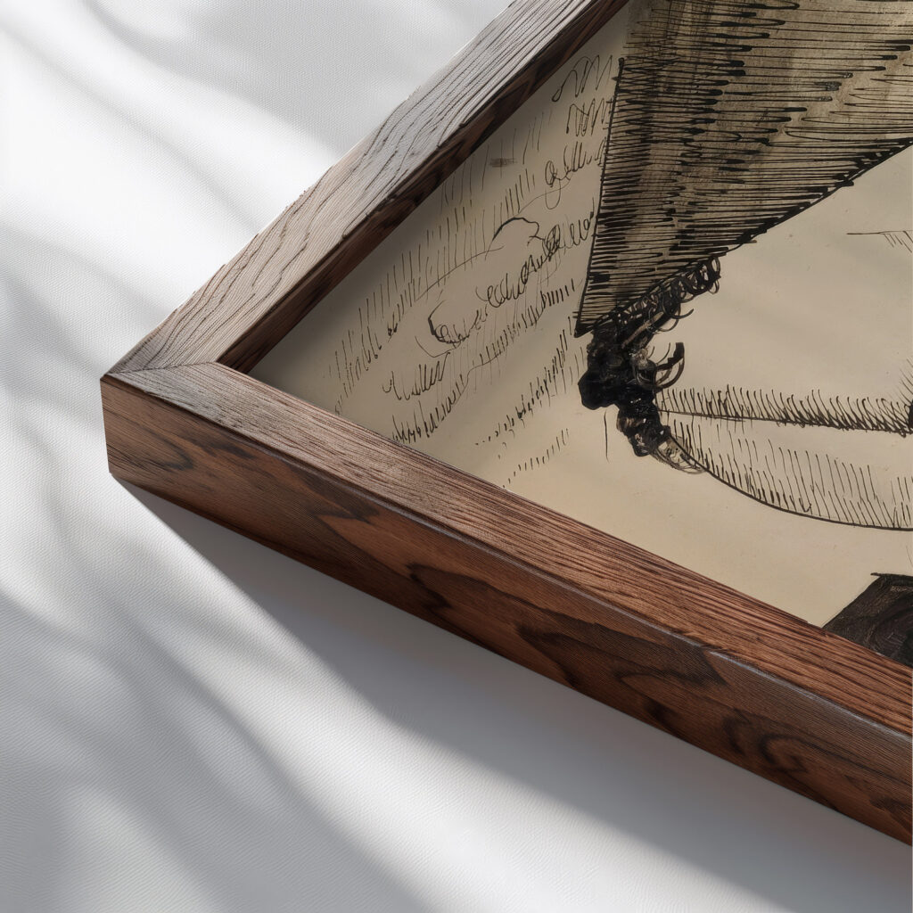 Lofficier Au Bonnet De Police 1917 Roger de La Fresnaye close up dark wood mockup