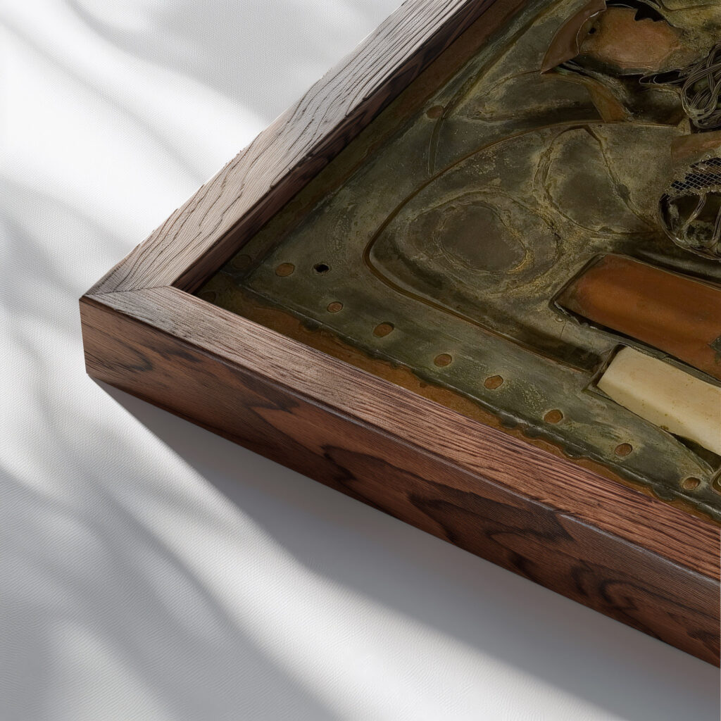 Lofotfisker 1953 Jorleif Uthaug close up dark wood mockup