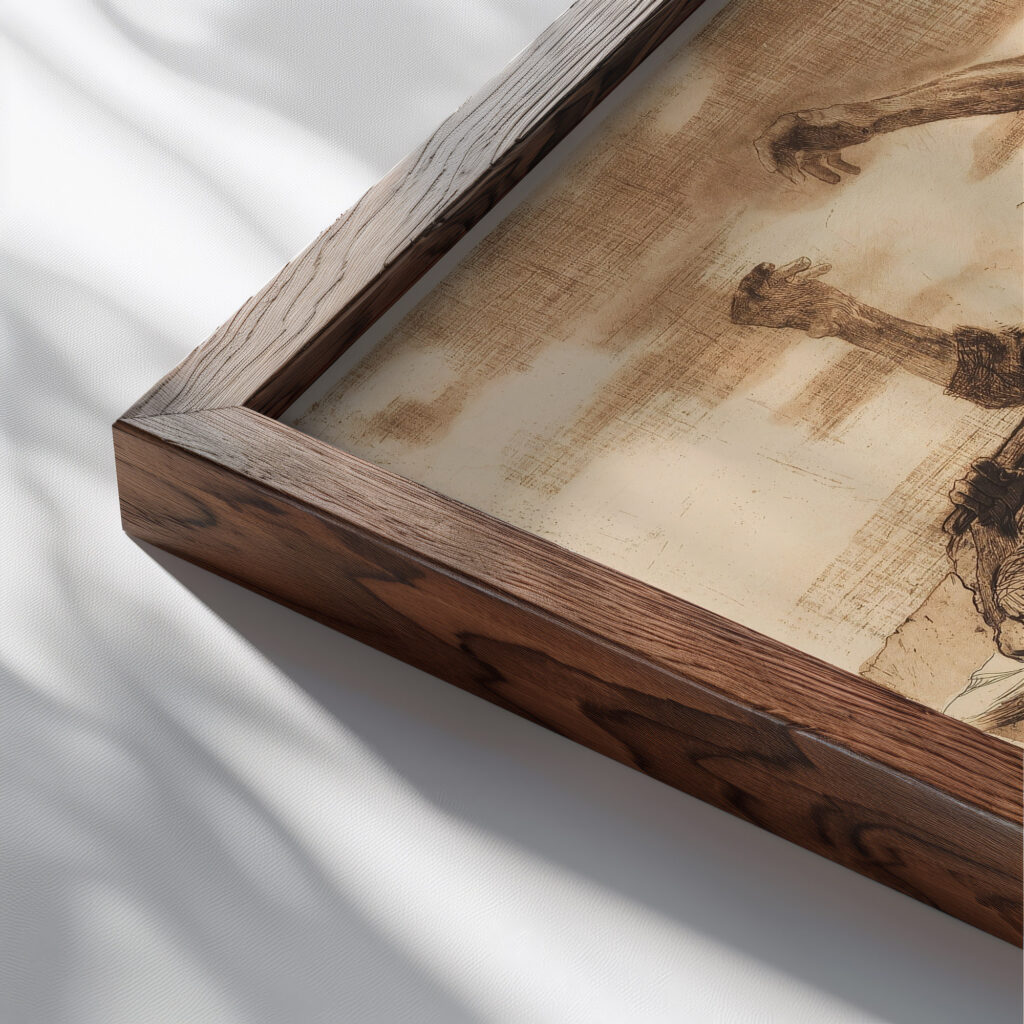 Losbruch 1903 Kathe Kollwitz close up dark wood mockup